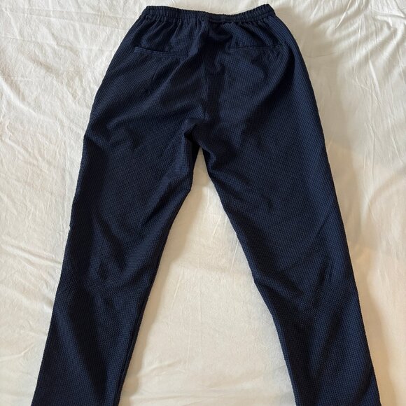 Zara Seersucker Pleated Relaxed-Fit Pants in Blue and Black - Picture 2 of 7